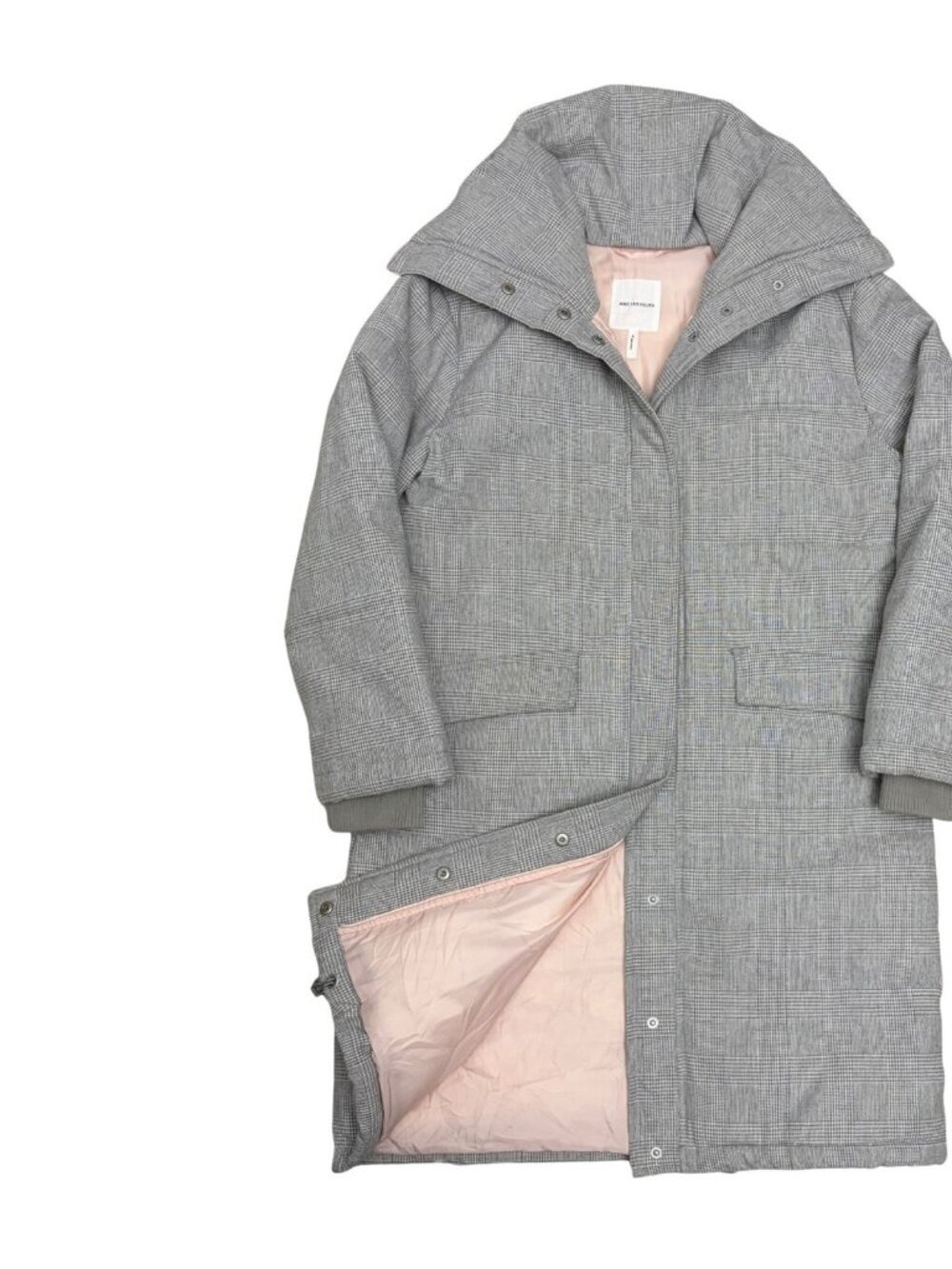 AVEC LES FILLES Coat Plaid Check Pink Designer Winter Puffer Jacket Womens Small